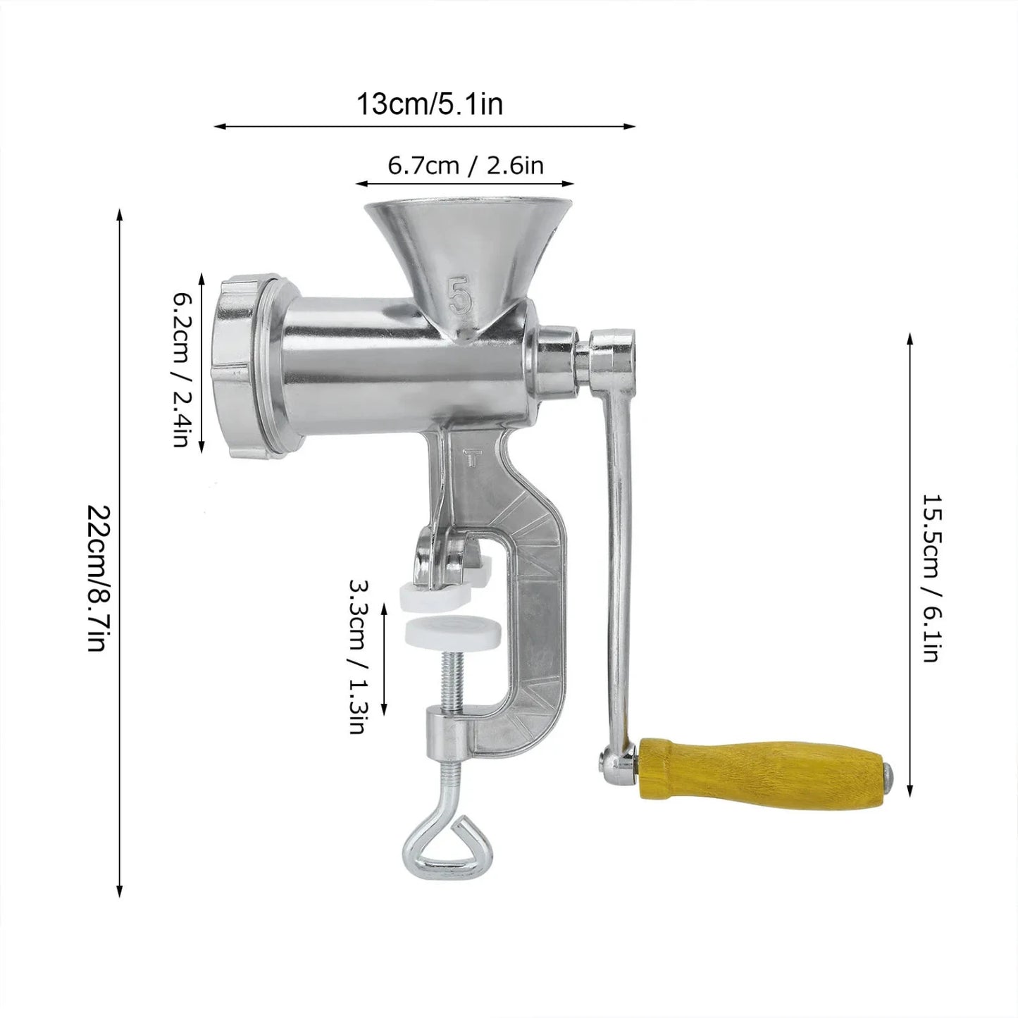 NEW Versatile, Durable, and Efficient Elegant Silver Manual Aluminum Meat Grinder: Complete Kitchen Tool for Mincing Meat, Makin