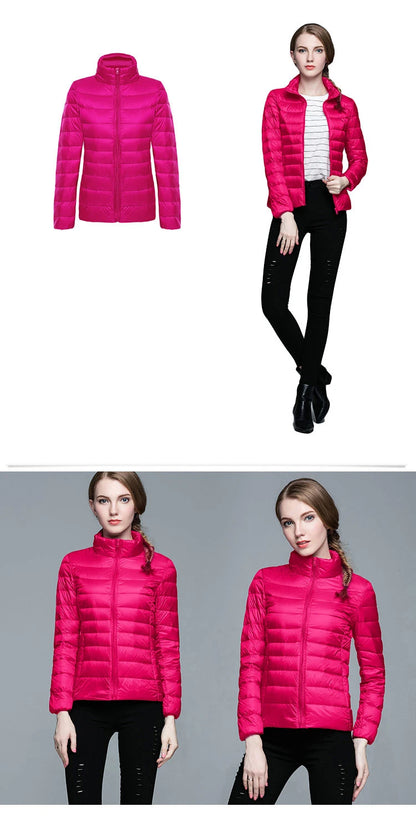 Ultra-light Thin Down Jacket Women 2025 Autumn Winter Slim Short Hooded