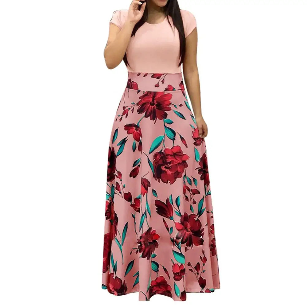 Women's Long Dress Flower Retro Printed Patchwork Long Sleeve Banquet 2025