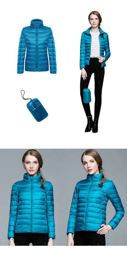 Ultra-light Thin Down Jacket Women 2025 Autumn Winter Slim Short Hooded