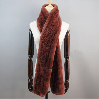 Hot Sale Long Style Real Genuine Rex Rabbit Fur Scarf Winter Knitted 2025