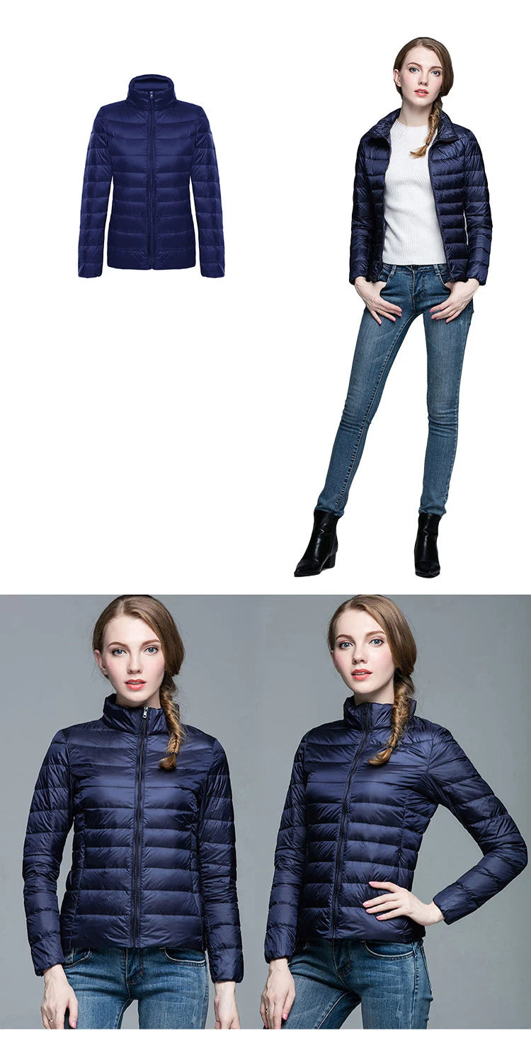 Ultra-light Thin Down Jacket Women 2025 Autumn Winter Slim Short Hooded