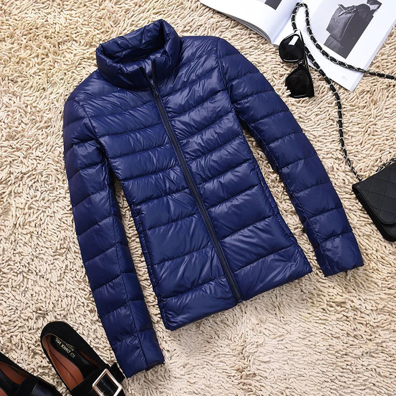 Ultra-light Thin Down Jacket Women 2025 Autumn Winter Slim Short Hooded