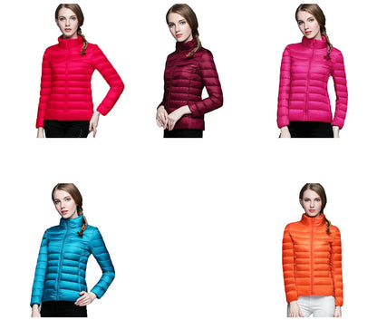 Ultra-light Thin Down Jacket Women 2025 Autumn Winter Slim Short Hooded