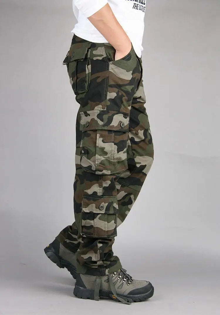 Men's Tactical Camouflage Overalls High-Quality Cotton Multi-Pocket Trousers Sports