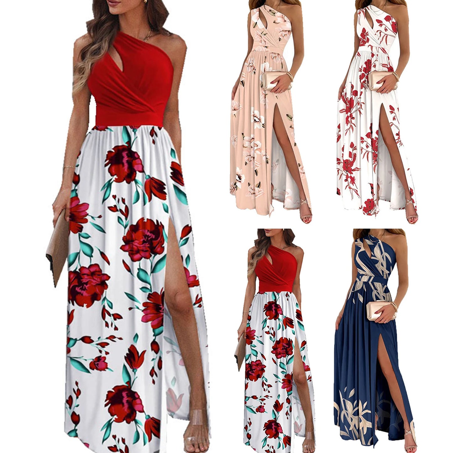 Women's Long Dress Flower Retro Printed Patchwork Long Sleeve Banquet 2025