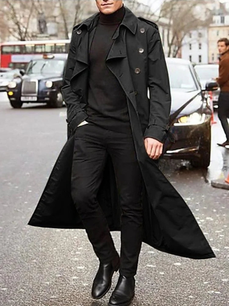 Streetwear Fashion Trench Men's Thin Coat Designer Overlong British Coats 2025