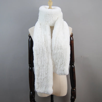 Hot Sale Long Style Real Genuine Rex Rabbit Fur Scarf Winter Knitted 2025