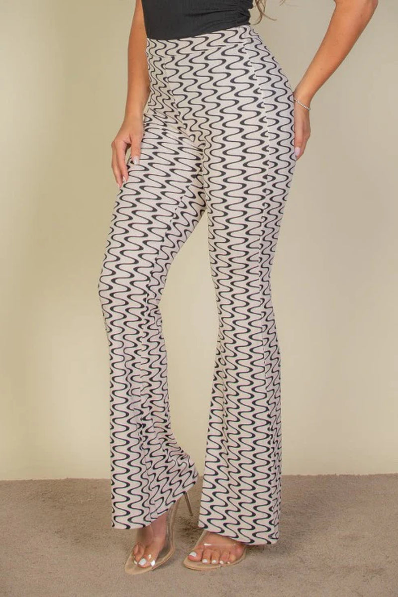 Wavy Print High Waist Flare Pants (CAPELLA)