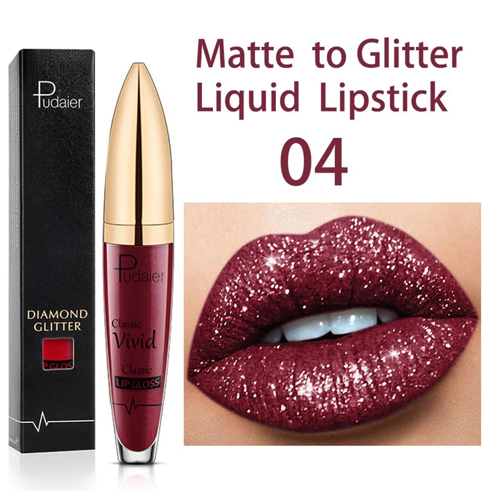 15 Colors  Waterproof Diamond Glitter Liquid Lipstick Long Lasting Pearl Women Sexy Lips Tint Makeup Lip Glaze