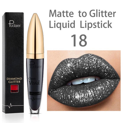 15 Colors  Waterproof Diamond Glitter Liquid Lipstick Long Lasting Pearl Women Sexy Lips Tint Makeup Lip Glaze