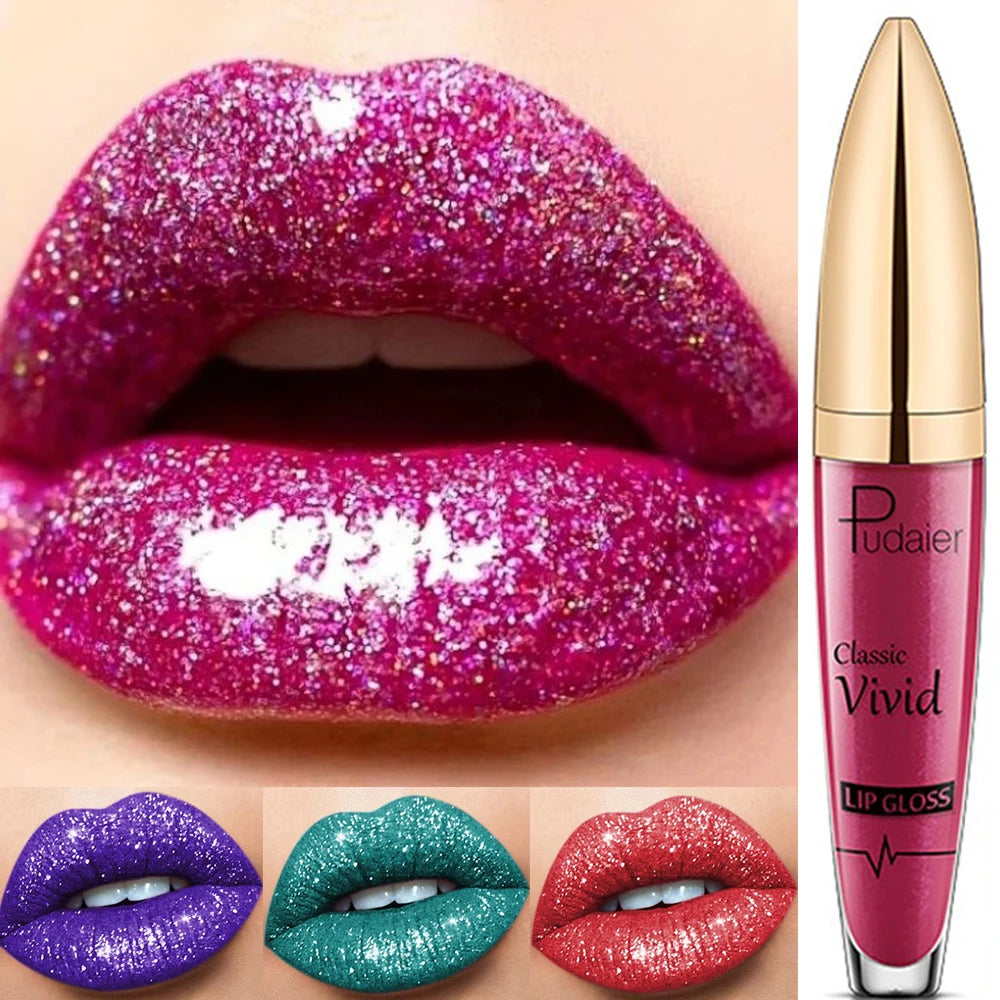 15 Colors  Waterproof Diamond Glitter Liquid Lipstick Long Lasting Pearl Women Sexy Lips Tint Makeup Lip Glaze