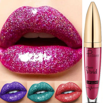 15 Colors  Waterproof Diamond Glitter Liquid Lipstick Long Lasting Pearl Women Sexy Lips Tint Makeup Lip Glaze