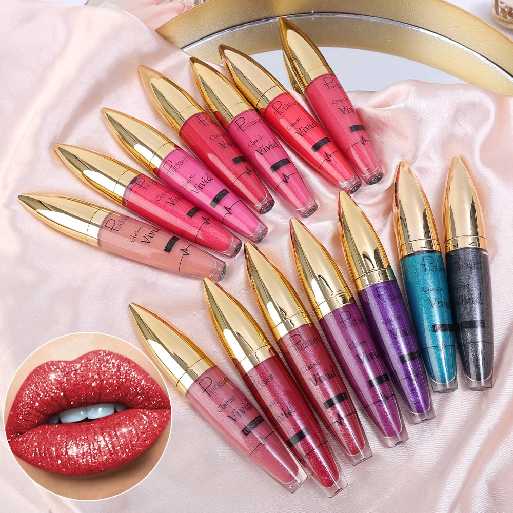 15 Colors  Waterproof Diamond Glitter Liquid Lipstick Long Lasting Pearl Women Sexy Lips Tint Makeup Lip Glaze