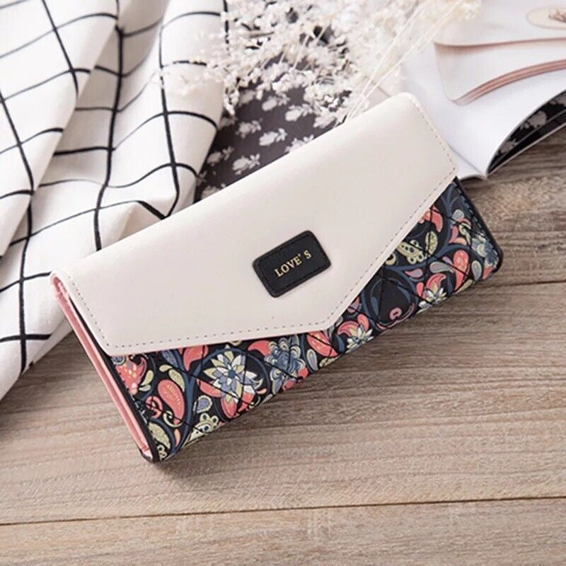 Fashion Women Leather Envelope Clutch Wallet Long Card Holder Purse Bag Handbag