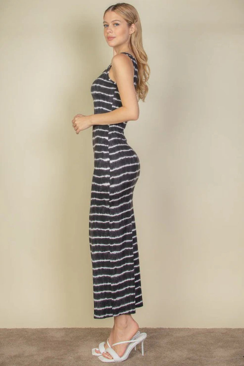 Tie Dye Printed Tank Bodycon Maxi Dress (CAPELLA)