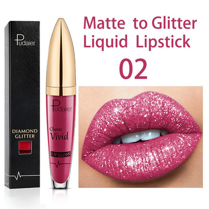 15 Colors  Waterproof Diamond Glitter Liquid Lipstick Long Lasting Pearl Women Sexy Lips Tint Makeup Lip Glaze